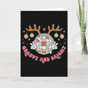 Groovy En Helder Kerstmis Disco Bal Reinde Kaart