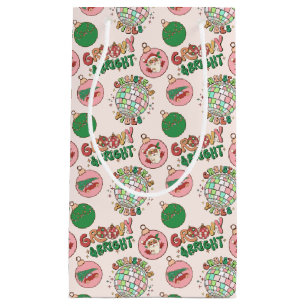 Groovy en helder roze en groene retro vakantie klein cadeauzakje