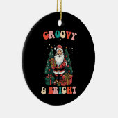 Groovy en heldere Kerstmis Kerstman vakantie retro Keramisch Ornament (Rechts)