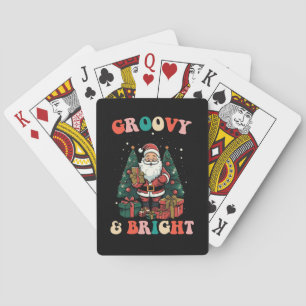 Groovy en heldere Kerstmis Kerstman vakantie retro Pokerkaarten