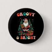 Groovy en heldere Kerstmis Kerstman vakantie retro Ronde Button 5,7 Cm (Voorkant)