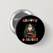 Groovy en heldere Kerstmis Kerstman vakantie retro Ronde Button 5,7 Cm (Voorkant /achterkant)