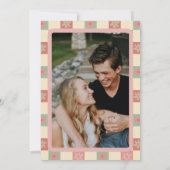 Groovy en Retro 70s bruiloft Save The Date (Achterkant)