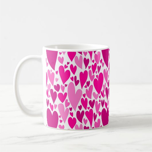 Groovy en Romantisch Roze Harten Valentijnsdag Koffiemok (Links)