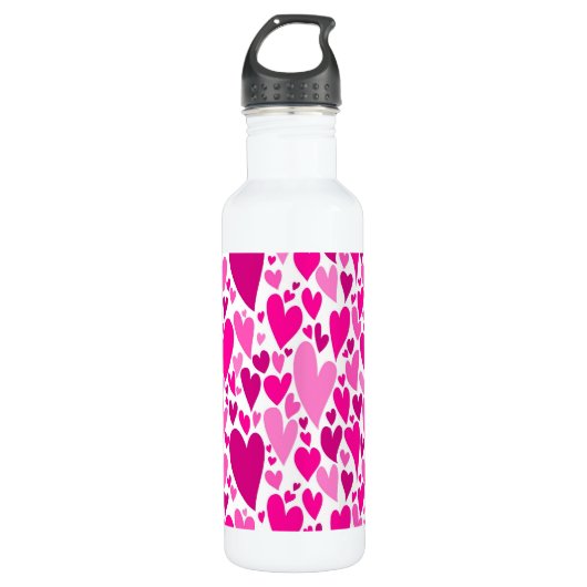 Groovy en Romantisch Roze Harten Valentijnsdag Waterfles (Voorkant)