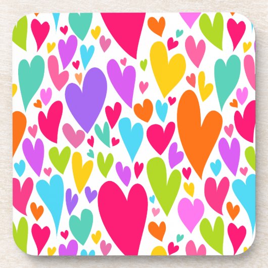 Groovy en romantische kleurrijke harten Valentijn Bier Onderzetter (Voorkant)