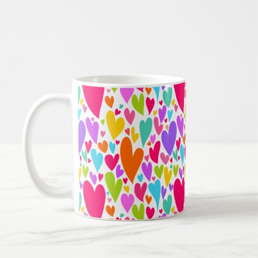 Groovy en romantische kleurrijke harten Valentijn Koffiemok (Links)