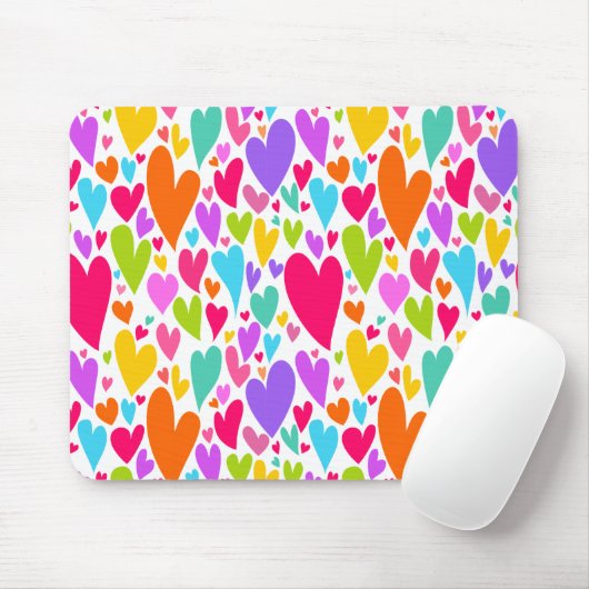 Groovy en romantische kleurrijke harten Valentijn Muismat (Met muis)