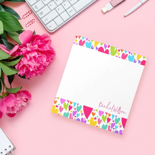 Groovy en Romantische Kleurrijke Harten Valentijn Notitieblok