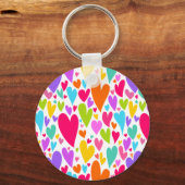 Groovy en romantische kleurrijke harten Valentijn Sleutelhanger (Voorkant)