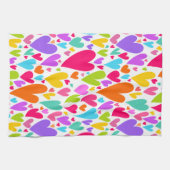 Groovy en romantische kleurrijke harten Valentijn Theedoek (Horizontaal)