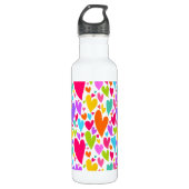 Groovy en romantische kleurrijke harten Valentijn Waterfles (Voorkant)