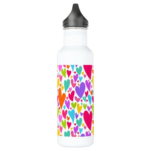 Groovy en romantische kleurrijke harten Valentijn Waterfles (Links)