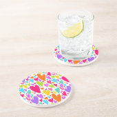 Groovy en romantische kleurrijke harten Valentijn Zandsteen Onderzetter (Zijkant)