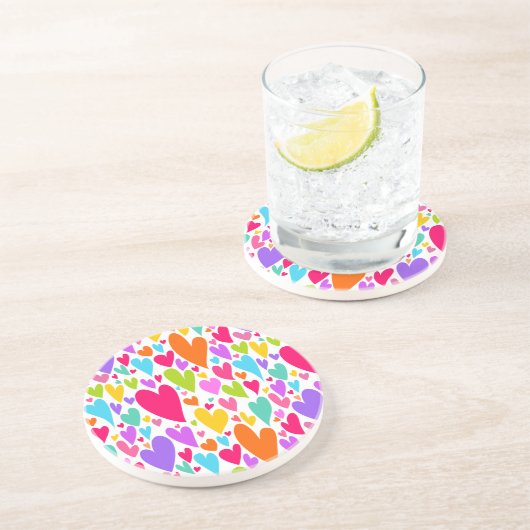 Groovy en romantische kleurrijke harten Valentijn Zandsteen Onderzetter (Zijkant)