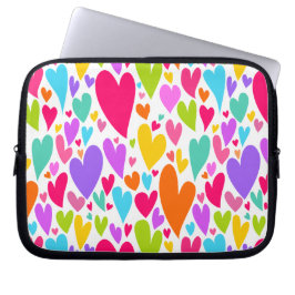 Groovy en Romantische Kleurrijke Harten Valentijns Laptop Sleeve