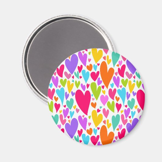 Groovy en Romantische Kleurrijke Harten Valentijns Magneet (Voorkant / Achterkant)