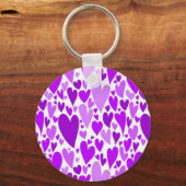 Groovy en romantische Paarse harten Valentijnsdag Sleutelhanger (Voorkant)