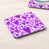 Groovy en Romantische Paarse Hartjes Valentijnsdag Bier Onderzetter (Linkerzijde)