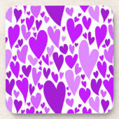 Groovy en Romantische Paarse Hartjes Valentijnsdag Bier Onderzetter (Voorkant)