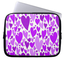 Groovy en Romantische Paarse Hartjes Valentijnsdag Laptop Sleeve