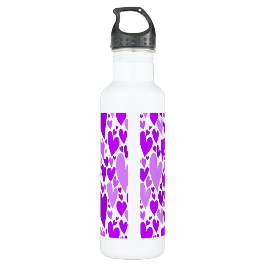 Groovy en Romantische Paarse Hartjes Valentijnsdag Waterfles (Achterkant)