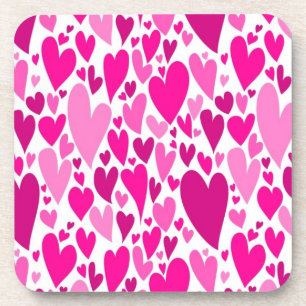 Groovy en romantische Pink Hearts Valentijnsdag Bier Onderzetter