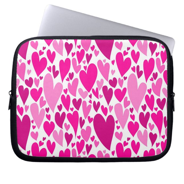 Groovy en romantische Pink Hearts Valentijnsdag Laptop Sleeve (Voorkant)