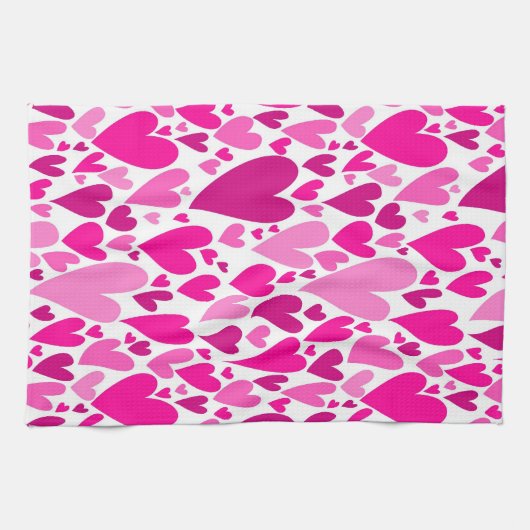 Groovy en romantische Pink Hearts Valentijnsdag Theedoek (Horizontaal)