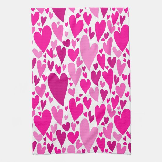 Groovy en romantische Pink Hearts Valentijnsdag Theedoek (Verticaal)