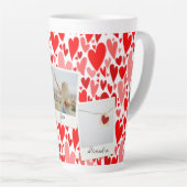 Groovy en romantische Red Hearts Valentijn Foto Latte Mok (Rechterhoek)