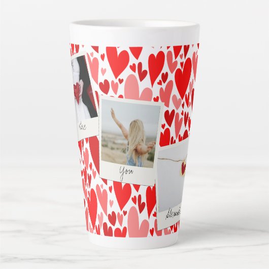 Groovy en romantische Red Hearts Valentijn Foto Latte Mok (Voorkant)