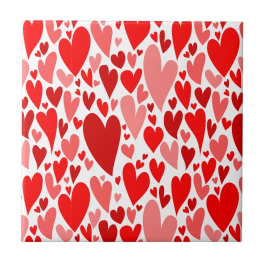 Groovy en romantische Red Hearts Valentijnsdag Tegeltje (Voorkant)
