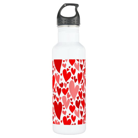Groovy en romantische Red Hearts Valentijnsdag Waterfles (Voorkant)