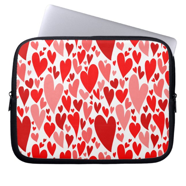Groovy en Romantische Rode Harten Valentijnsdag Laptop Sleeve (Voorkant)