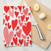 Groovy en Romantische Rode Harten Valentijnsdag Theedoek (Quarter Fold)