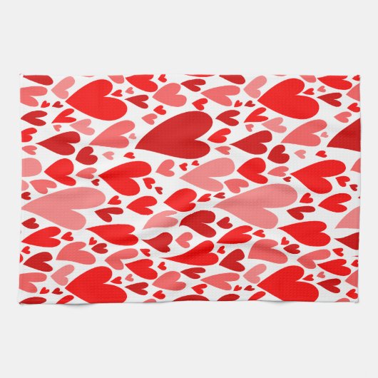 Groovy en Romantische Rode Harten Valentijnsdag Theedoek (Horizontaal)