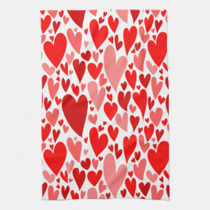 Groovy en Romantische Rode Harten Valentijnsdag Theedoek