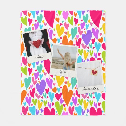 Groovy en romantische Vibrant Heart Valentijn Foto Fleece Deken (Voorkant)