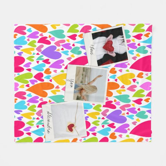 Groovy en romantische Vibrant Heart Valentijn Foto Fleece Deken (Voorkant (Horizontaal))
