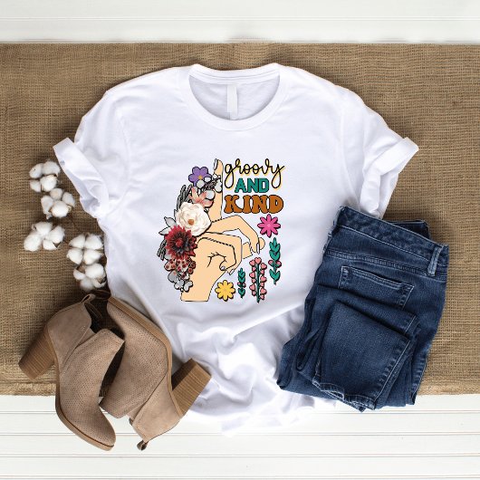 Groovy en vriendelijk Wildflower vrouwen T-shirt