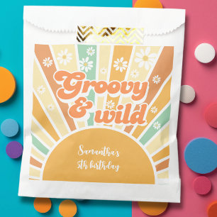 Groovy en wild retro zon kinderen verjaardag bedankzakje