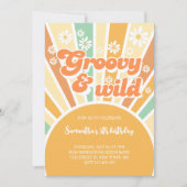 Groovy en wild retro zon kinderen verjaardag kaart (Voorkant)