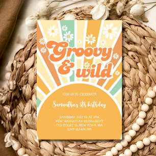 Groovy en wild retro zon kinderen verjaardag kaart