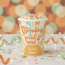 Groovy en wild retro zon kinderen verjaardag papieren bekers