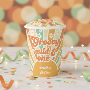 Groovy en wild retro zon kinderen verjaardag papieren bekers