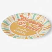 Groovy en wild retro zon kinderen verjaardag papieren bordje (Gekanteld)