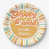 Groovy en wild retro zon kinderen verjaardag papieren bordje (Voorkant)