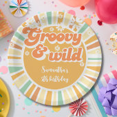 Groovy en wild retro zon kinderen verjaardag papieren bordje