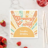 Groovy en wild retro zon kinderen verjaardag servet (Insitu)